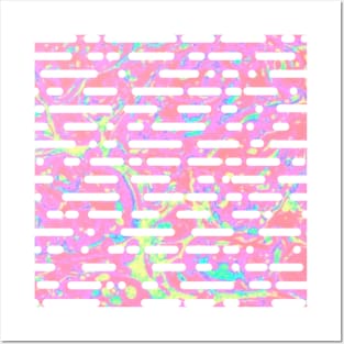 Holographic pattern - pastel pink line art graphic design Posters and Art